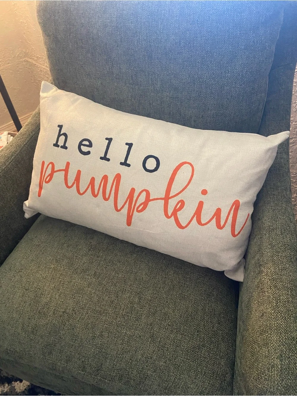 Hello Pumpkin Autumn Decorative Pillow - Orange and Black
